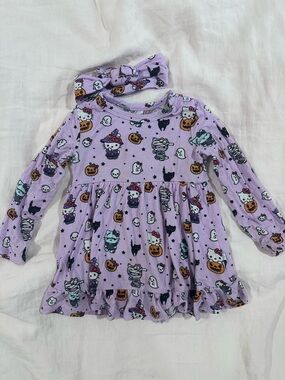 Posh Peanut Lavender Hello Kitty Halloween Dress with Matching Headband